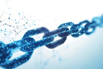 Blockchain technology concept with interconnected chain links and nodes for secure transactions