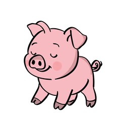 Smiling Baby Pig Character – Farm Animal Clipart