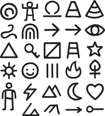 Diverse collection of simple graphic symbols icons