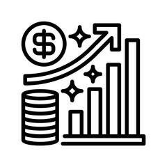Market Size Line Icon, Outline Symbol for Industry Valuation, Growth Potential, Business Scale, Revenue Opportunities, and Competitive Scope. Vector Sign Icon.