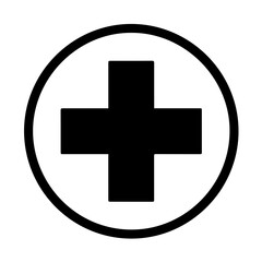 Obraz premium Simple vector icon black medical cross or plus sign inside a circle