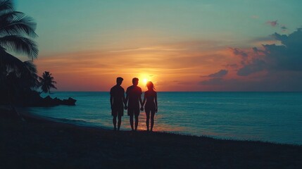 Fototapeta premium Sunset Romance on Tropical Beach.