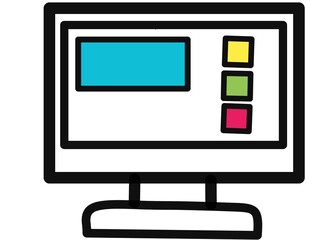A clean and simple illustration of a desktop computer monitor, displaying a generic user interface