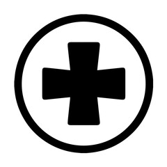 Obraz premium Simple vector icon black medical cross or plus sign inside a circle