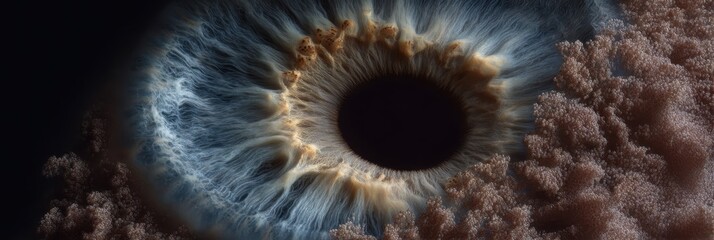 Intricate microscopic detail of human eye iris for scientific and artistic exploration