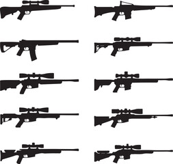 Set of differents weapons silhouette vector illustration