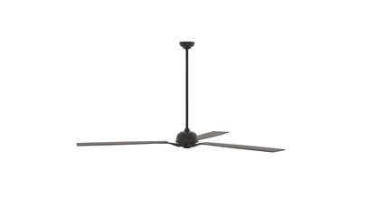 3D Render a ceiling fan with a black blade on a white background