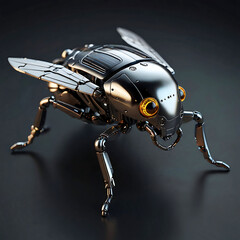 Futuristic Titanium Beetle with Foldable Solar Wings