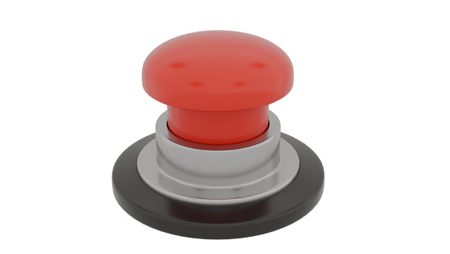3D Render a red button with a smiley face on it
