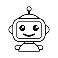 Minimal friendly robot head with round body and smiling face vector illustration