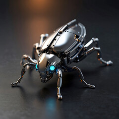 Futuristic Titanium Beetle with Foldable Solar Wings