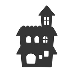 ハロウィンの家のシルエットイラスト