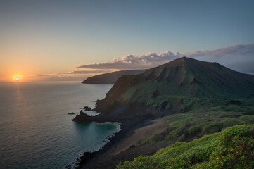Volcanic island in in spring