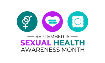 Sexual Health awareness month observed each year during September. Realistic Ribbon. Creating for web banner, cards, prints, social media, poster, flyer and background design template.