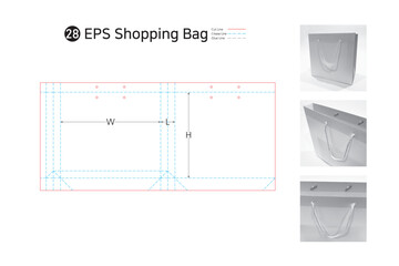 P2_28. A Rectangular Paper Shopping Bag Unfolding Structure. A Development of Fashion Paper Shopping Bag