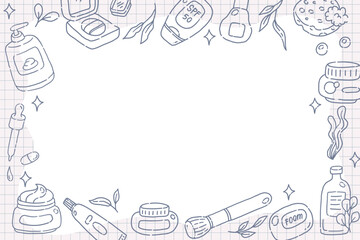 Cosmetic Doodle Line Art Frame Background