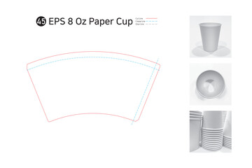 P2_45. 8 oz paper cup spread drawing. Please check as the shape and package specifications may vary depending on the printing machine.
