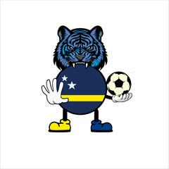 Print Curacao flag logo design, football character, mascot and identity