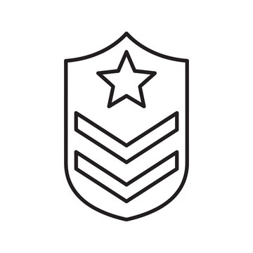 Military rank chevron icon with a star for army sergeant insignia Soldier badge symbol for uniform and promotion in the armed forces defense