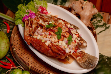 Thai style fried fish menu