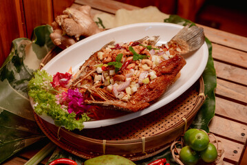 Thai style fried fish menu