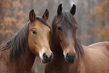 Lovely brown mare and foal