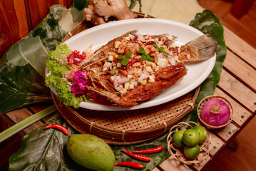 Thai style fried fish menu
