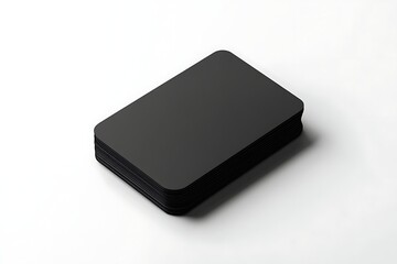 Fototapeta premium Stack of black rounded corner cards mockup for business presentation and branding design