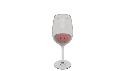3D Render a glass of wine with a red liquid inside