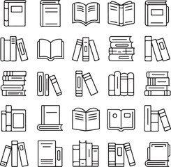 Various books open and closed stacks reading literature