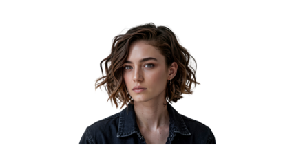 Confident Young Woman with Short Curly Brown Hair
