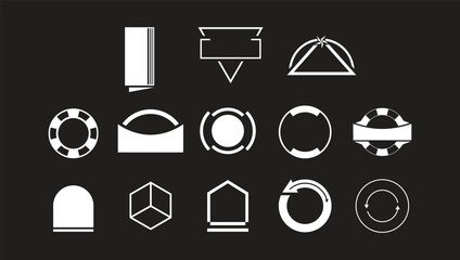 Brutalist abstract geometric shapes and grids. Brutal contemporary figure star oval spiral flower and other primitive elements.