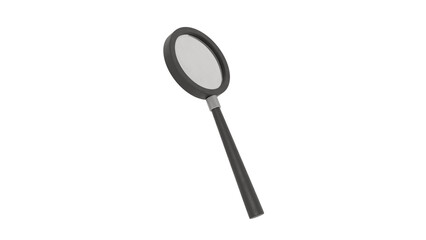 3D Render a magnifying glass with a black handle
