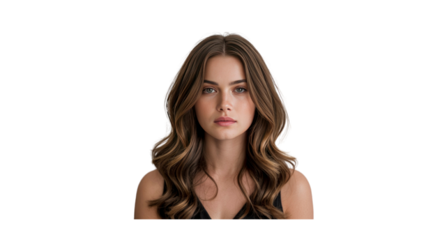 Portrait of a Young Woman with Long Brown Hair