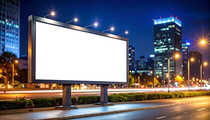 Blank billboard at night in city (4)