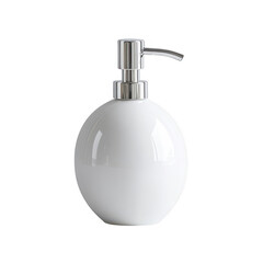 Fototapeta premium A modern white ceramic soap dispenser with a shiny chrome pump isolated on transparent background