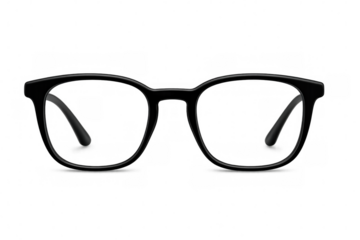 Sleek black eyewear resting on transparent surface, conveying modern elegance and minimalist design aesthetic