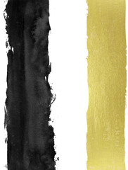 black and gold texture abstract watercolor element minimal painting brush hand drawn template. png sumi-e asian tradition style.	