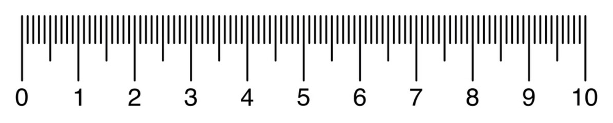 straight ruler marked from 0 to 10 centimeters. 