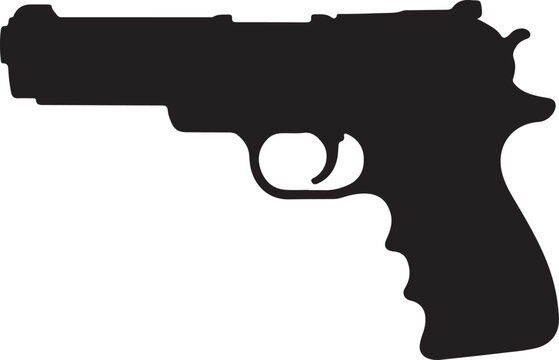 black pistol silhouette on white background clip art preview