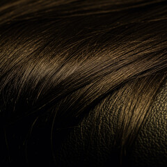 Dark brown hair texture macro shot