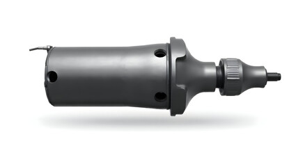 Construction Industrial steel drill with torque adjustment knob, rendered isolated on white for detailed mechanical advertisement