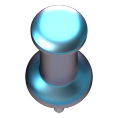 Iridescent metallic Teal Push Pin - 3D Render