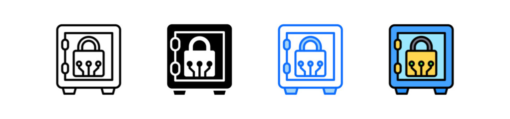 Digital Locker Icon Set Multiple Style Collection