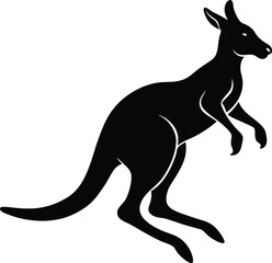 Jumping Kangaroo Silhouette Vector Art.