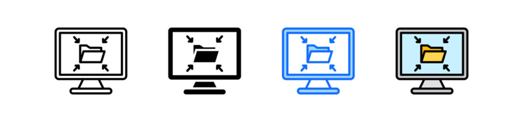 Data Compression Icon Set Multiple Style Collection