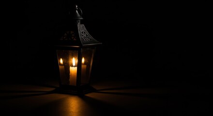 Candlelit Lantern: Warm Glow in the Darkness, Intimate Still Life