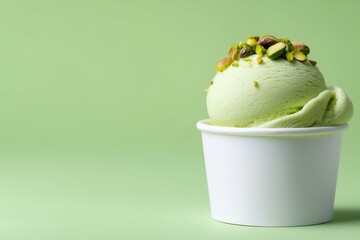 Single perfect scoop of pi in a charming and soft pastel setting highlighting the playful nature of whimsical culinary creations