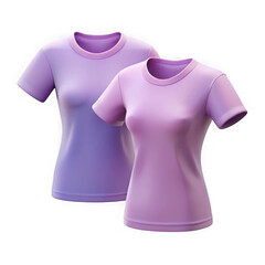 Two womens purple t shirts isolated on transparent background