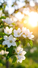 Obraz premium Blossoming apple tree in sunlight (1)
